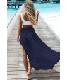 Ruffled Tied Back High Low Casual Maxi Skirt