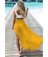 Ruffled Tied Back High Low Casual Maxi Skirt