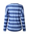 Blue Stripe V Neck Button Up Tied Casual Top