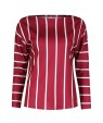 Red Stripe Print Long Sleeve Casual Blouse