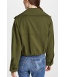 Army-Notched Collar Drawstring One Button Casual Jacket