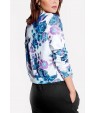 Blue Floral Print Casual Jacket