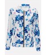Blue Floral Print Casual Jacket