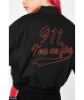 Letters Embroidered Button Long Sleeve Casual Jacket