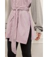Pink Two Tone Splicing Stripe Tied Button Up Chic Long Blouse