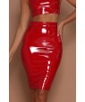 Red Faux Leather Sexy Bodycon Skirt
