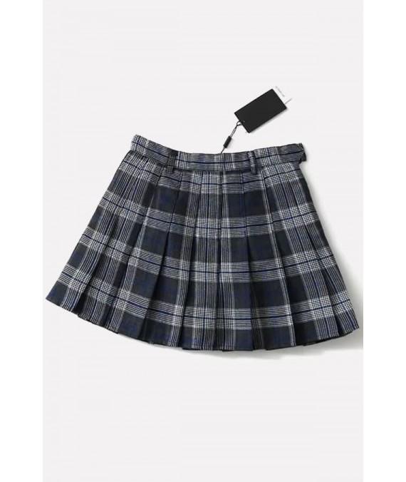 Plaid Pleated Casual A Line Skirt