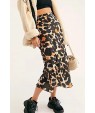 Leopard Print Elastic Casual Midi Skirt