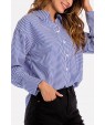 Blue Stripe Button Up Long Sleeve Casual Shirt