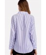 Blue Stripe Lapel Long Sleeve Casual Shirt