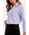 Blue Stripe Lapel Long Sleeve Casual Shirt