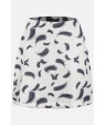 White Feather Print Side Casual Skirt