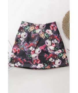 Floral Print Side Casual Skirt