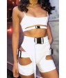 Buckle Up Cutout Camisole Shorts Sexy Suit Set