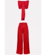 Red Tied Sexy Bandeau Wide Leg Pants Suit Set