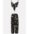 Chain Print Knotted Slit Sexy Camisole Pants Suit Set