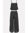 Polka Dot Print Slit Tassels Sexy Camisole Pants Suit Set